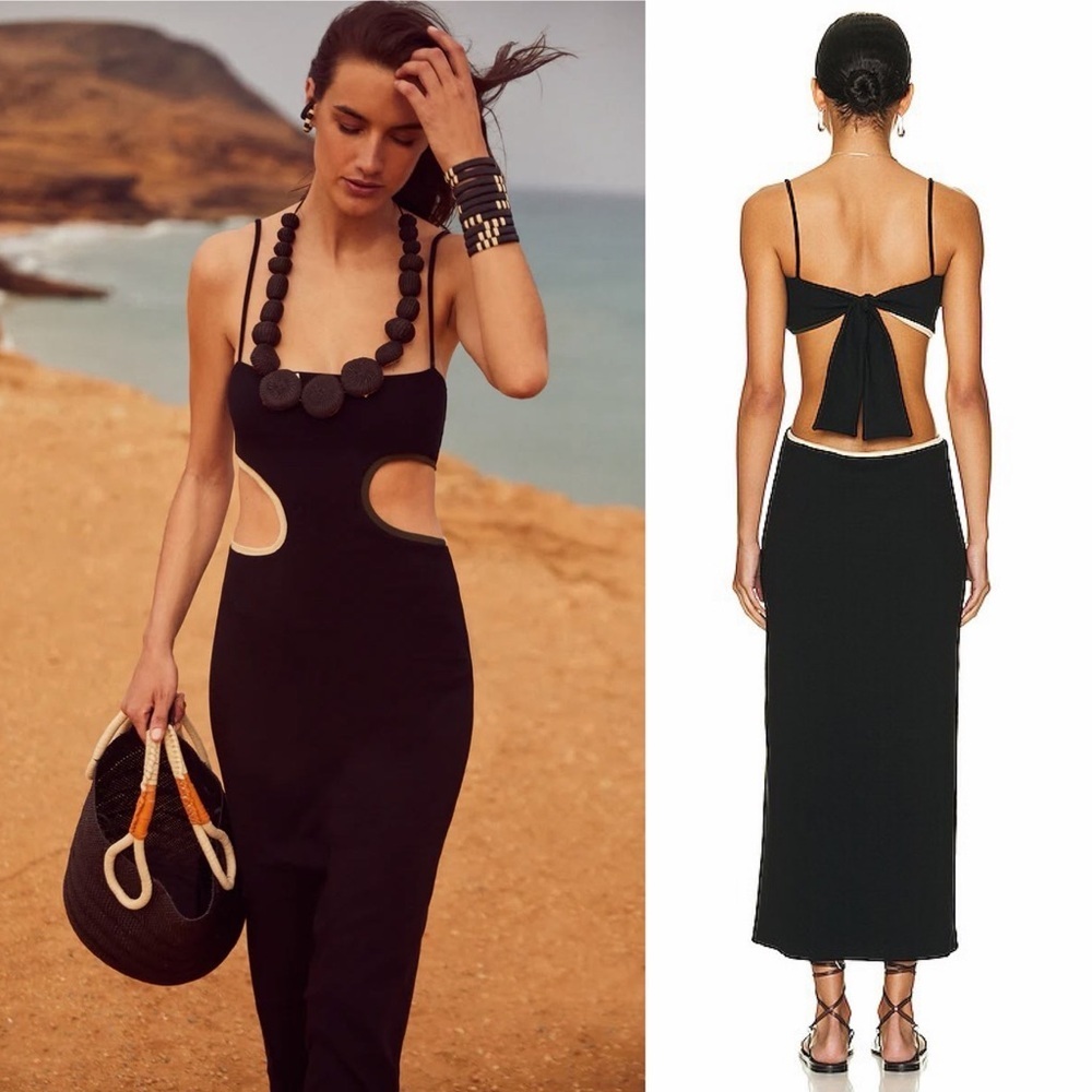 Johanna Ortiz Sin Preambulo Cutout Midi‎ Dress Black Size 6 NWT